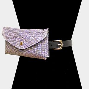 Colorful Abalone Crystal Rhinestone FannyPack Belt Purse Cute Fashion Clutch Bag